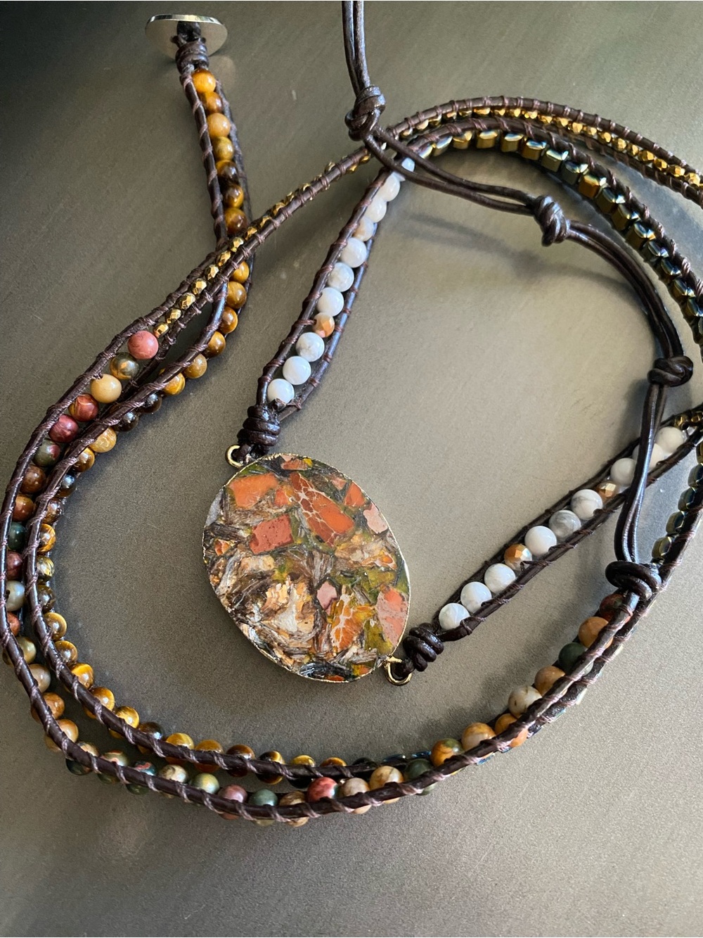 Leather & Bead Wrap Bracelet